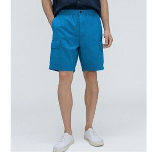 Everlane The Organic Cotton Linen Blend Cargo Shorts Men's Teal Blue small NWT